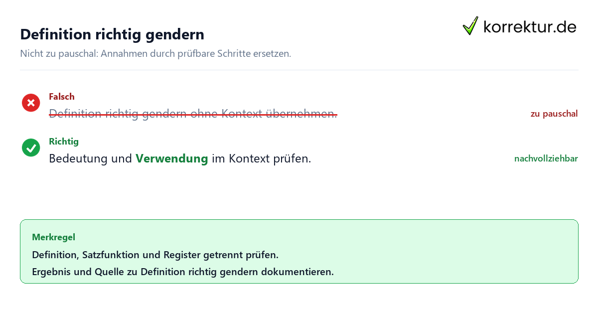 Definition richtig gendern Ungeeignete und belastbare Vorgehensweise bei Definition richtig gendern