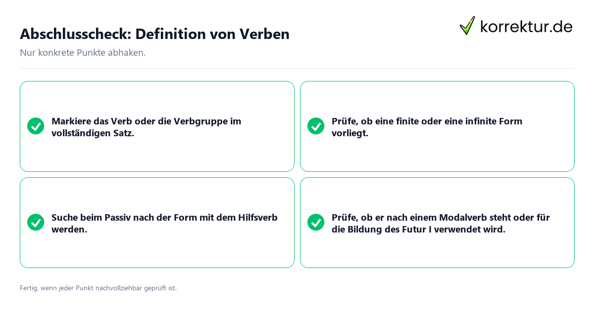 Abschlusscheck: Definition von Verben Konkreter Abschlusscheck zu Definition von Verben