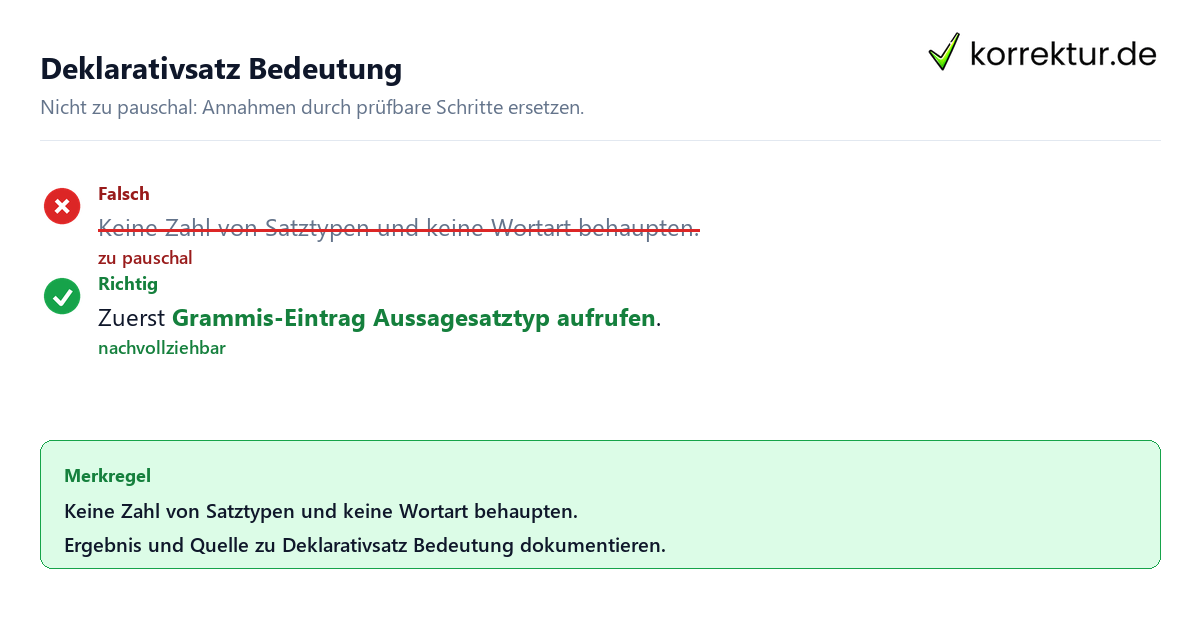 Ungeeignete und belastbare Vorgehensweise bei Deklarativsatz Bedeutung