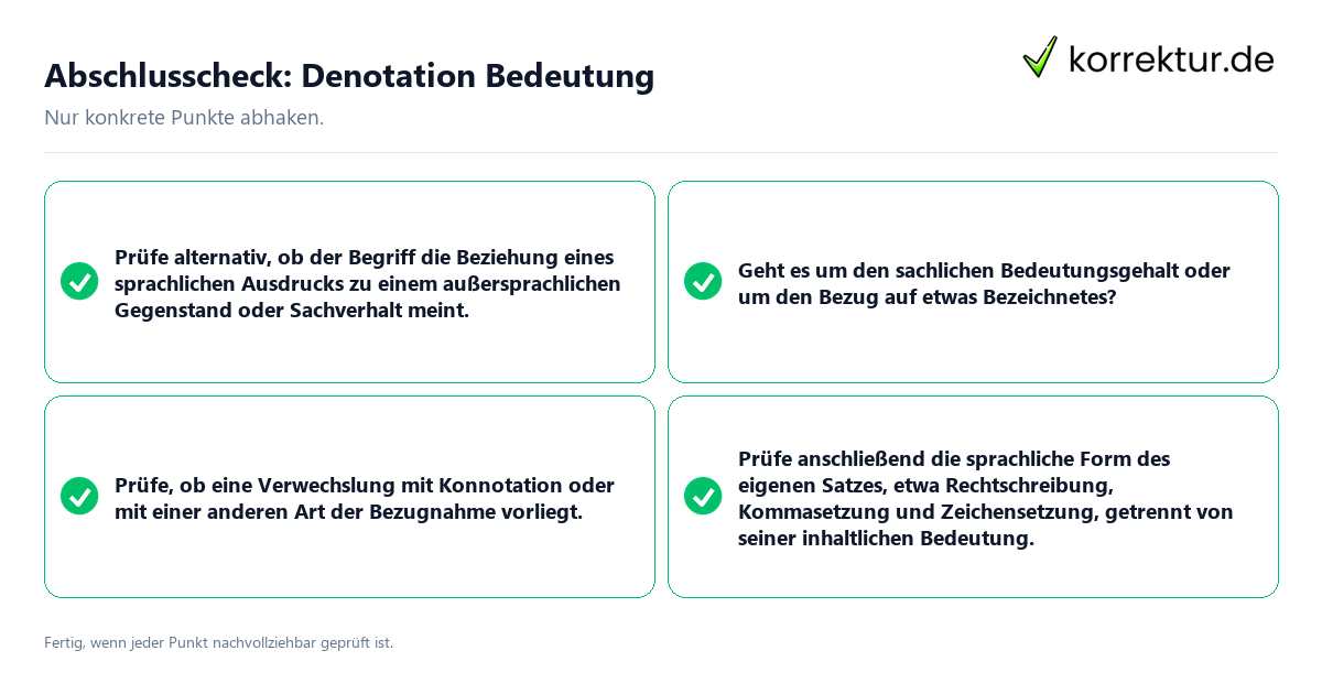 Konkreter Abschlusscheck zu Denotation Bedeutung