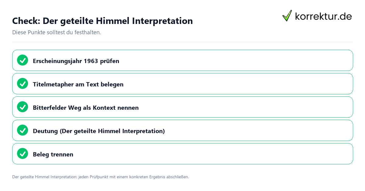 Der geteilte Himmel Interpretation mit einer themenspezifischen Checkliste