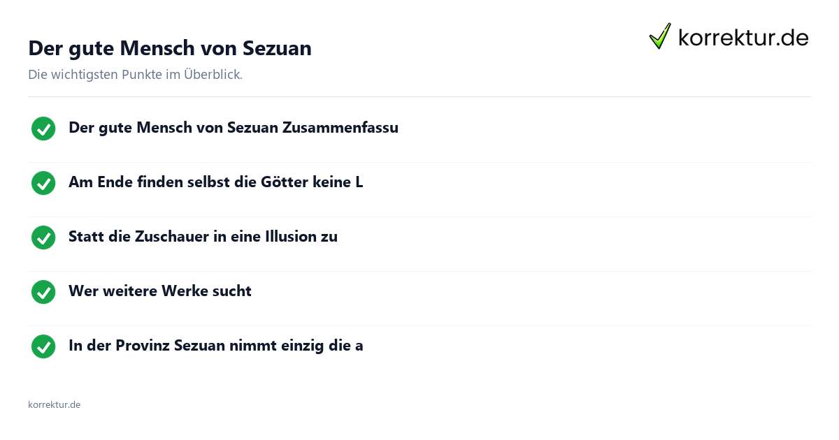 Der gute Mensch von Sezuan Der gute Mensch von Sezuan: Überblick