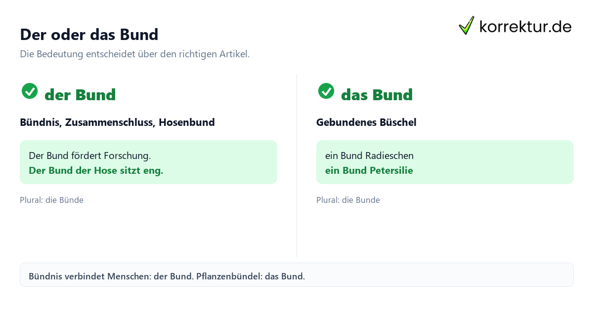 Der oder das Bund der oder das Bund: Unterschied zwischen Bündnis und Bündel