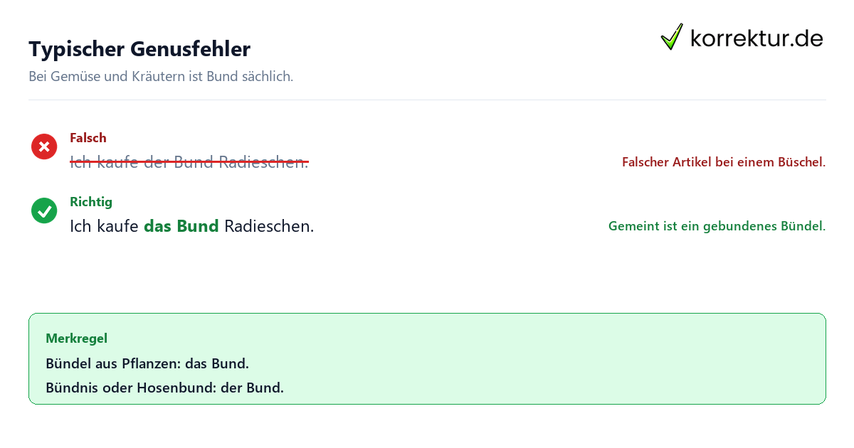 der oder das Bund richtig verwenden: Beispiel mit Radieschen