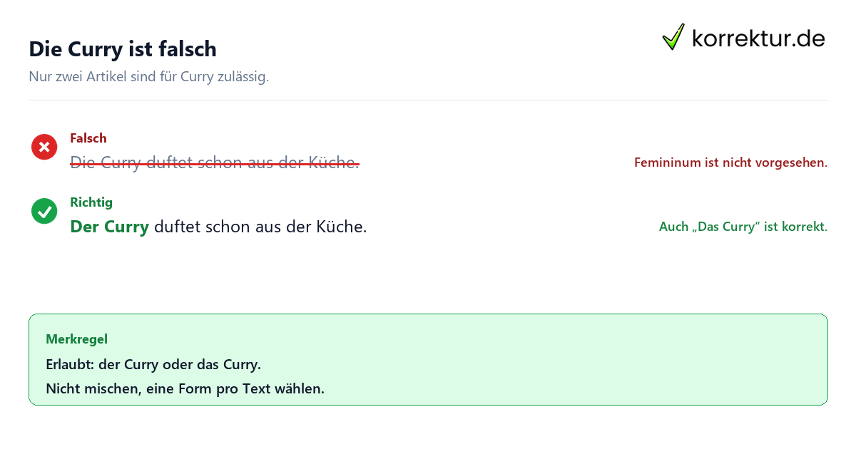 Der oder das Curry: Häufiger Fehler beim Artikel