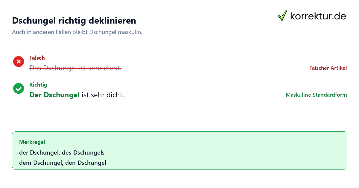 Dschungel richtig deklinieren Der oder das Dschungel: Häufige Fehler vermeiden