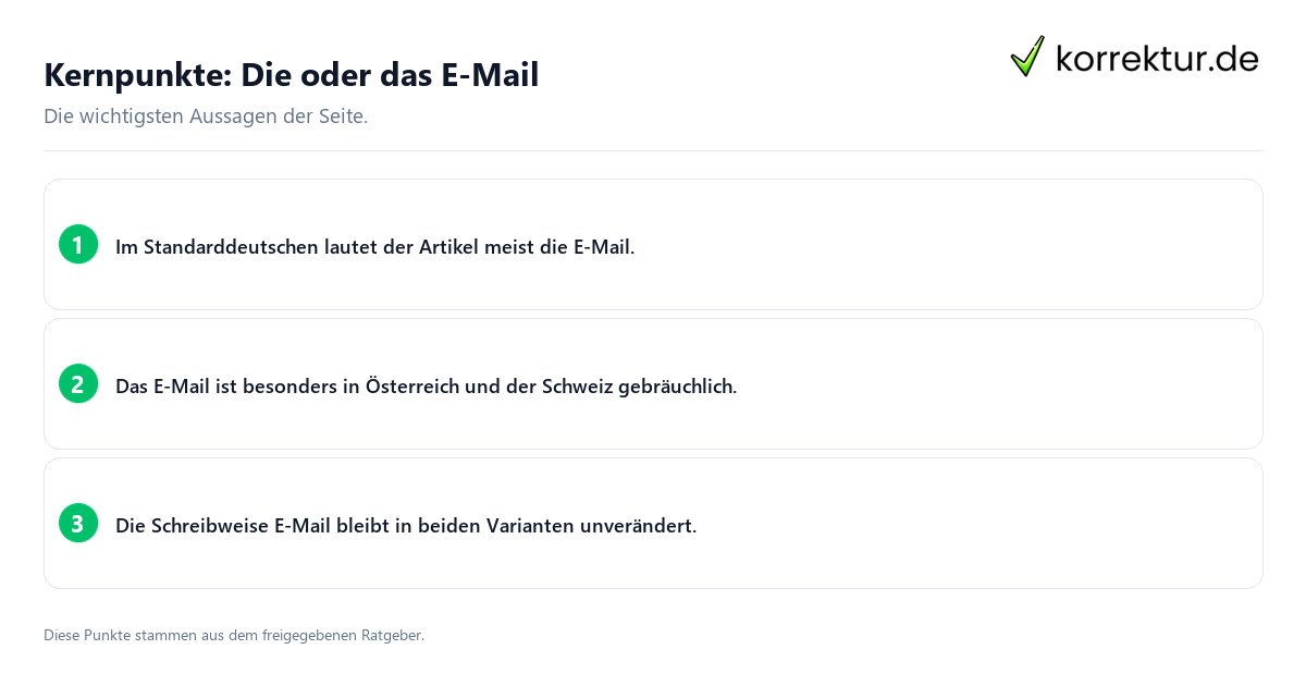 Kernpunkte: Die oder das E-Mail Konkrete Kernpunkte zu Die oder das E-Mail