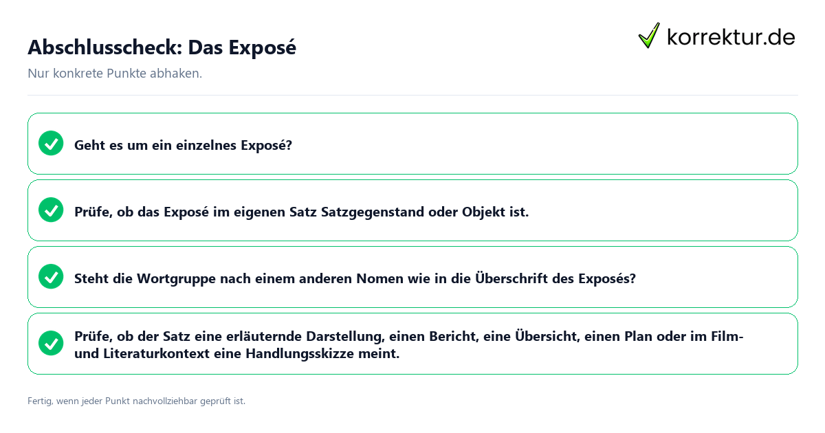 Abschlusscheck: Das Exposé Konkreter Abschlusscheck zu Das Exposé