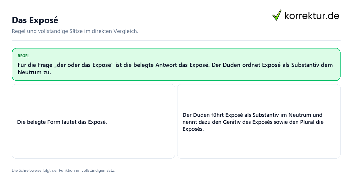 Das Exposé Konkrete Regel und vollständige Beispielsätze zu Das Exposé