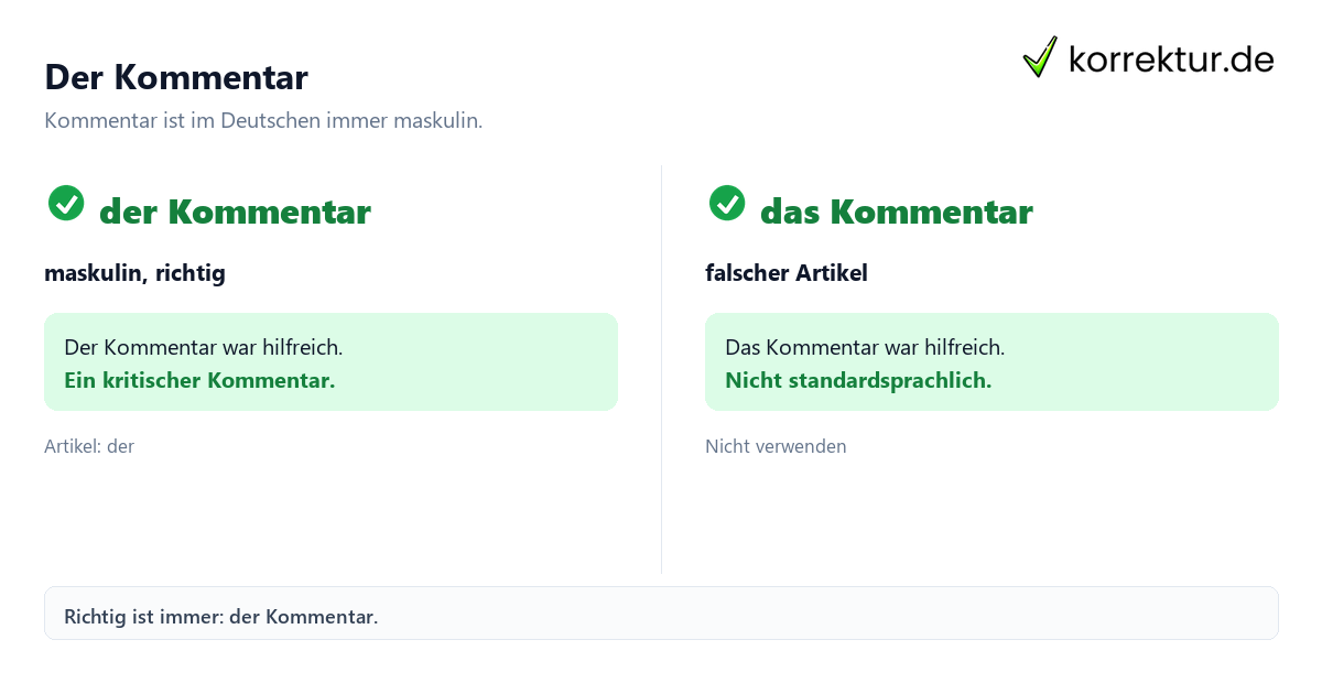 Der oder das Kommentar – welcher Artikel ist richtig?