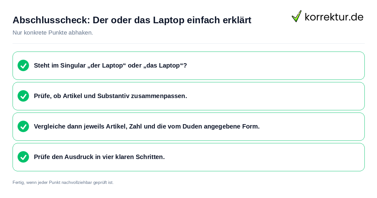 Abschlusscheck: Der oder das Laptop einfach erklärt Konkreter Abschlusscheck zu Der oder das Laptop einfach erklärt