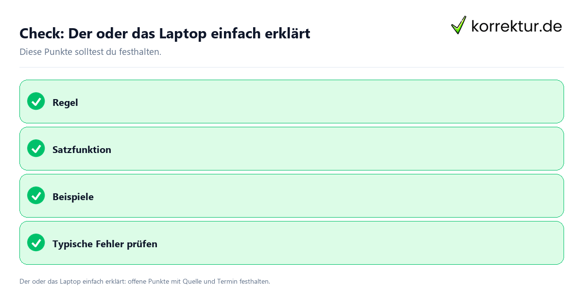 Check: Der oder das Laptop einfach erklärt Der oder das Laptop einfach erklärt mit Checkliste für Unterlagen und nächste Schritte