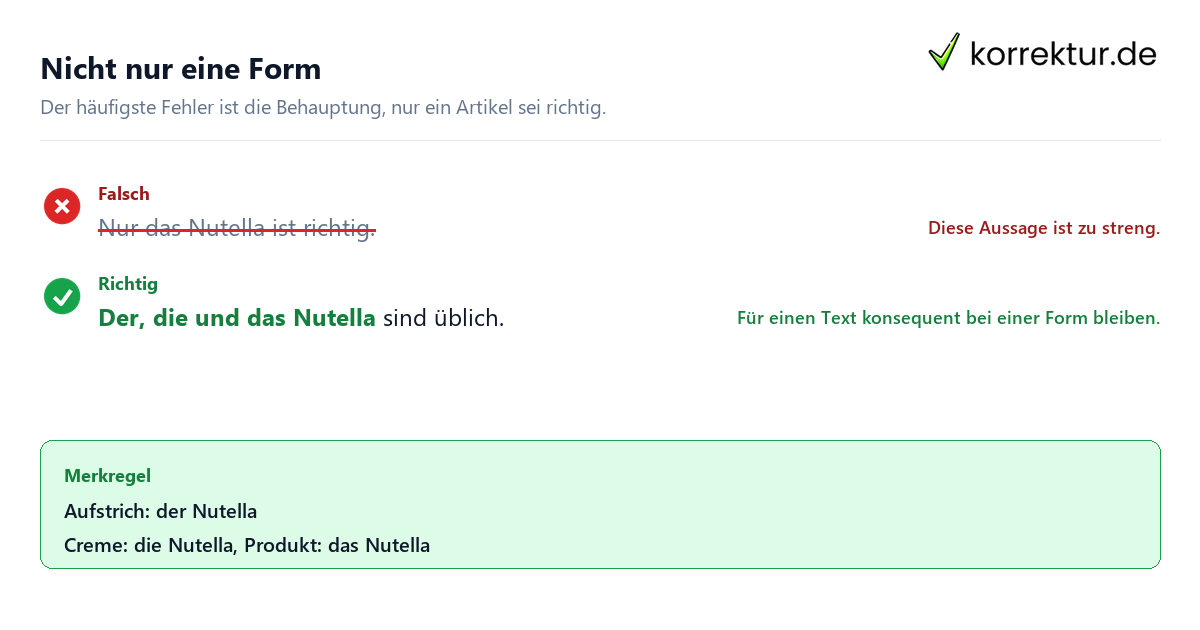 der oder das Nutella: Genus richtig verwenden, häufiger Fehler