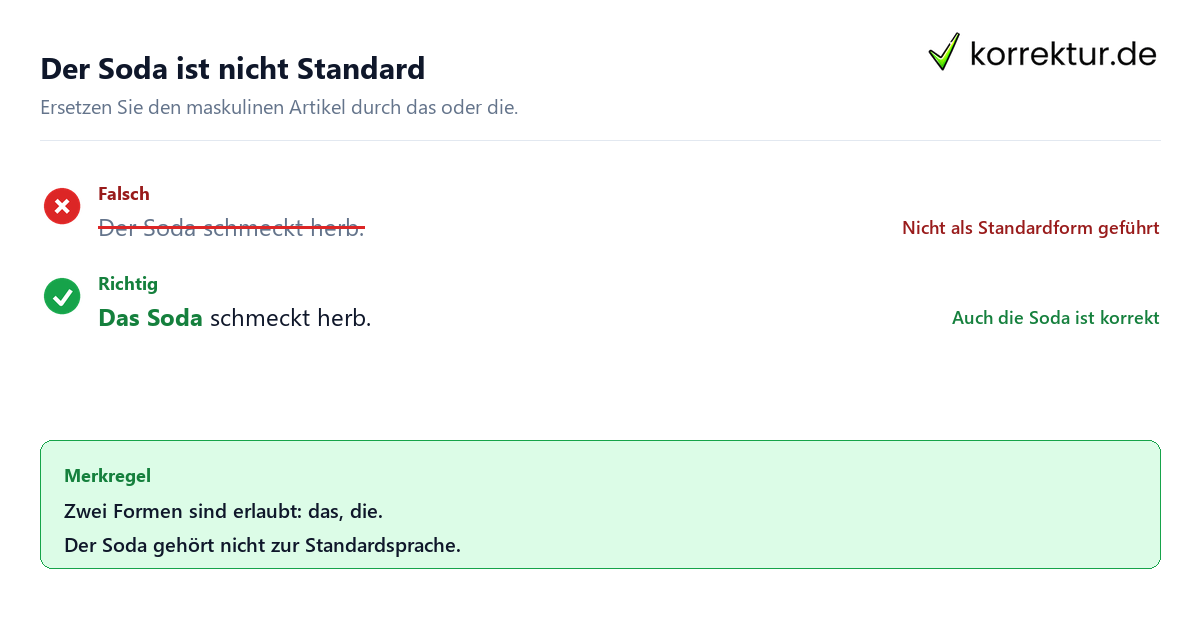 der oder das Soda der oder das Soda