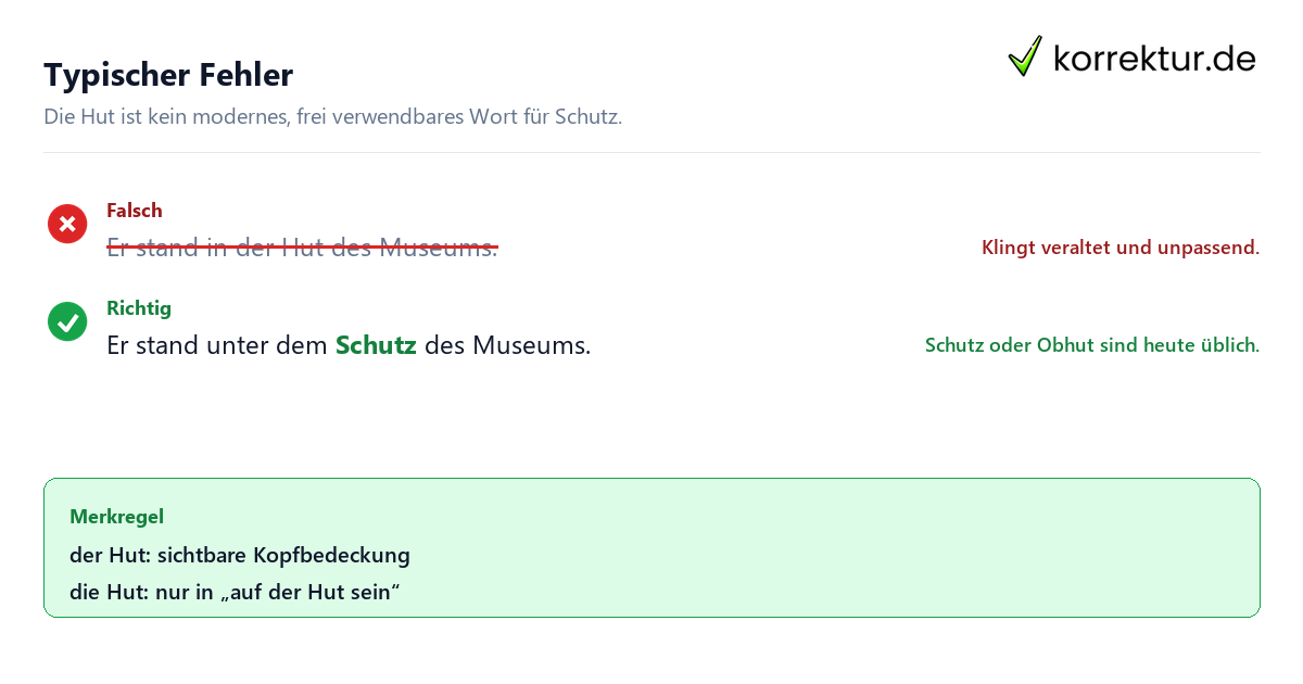 Der oder die Hut richtig verwenden: typischer Fehler