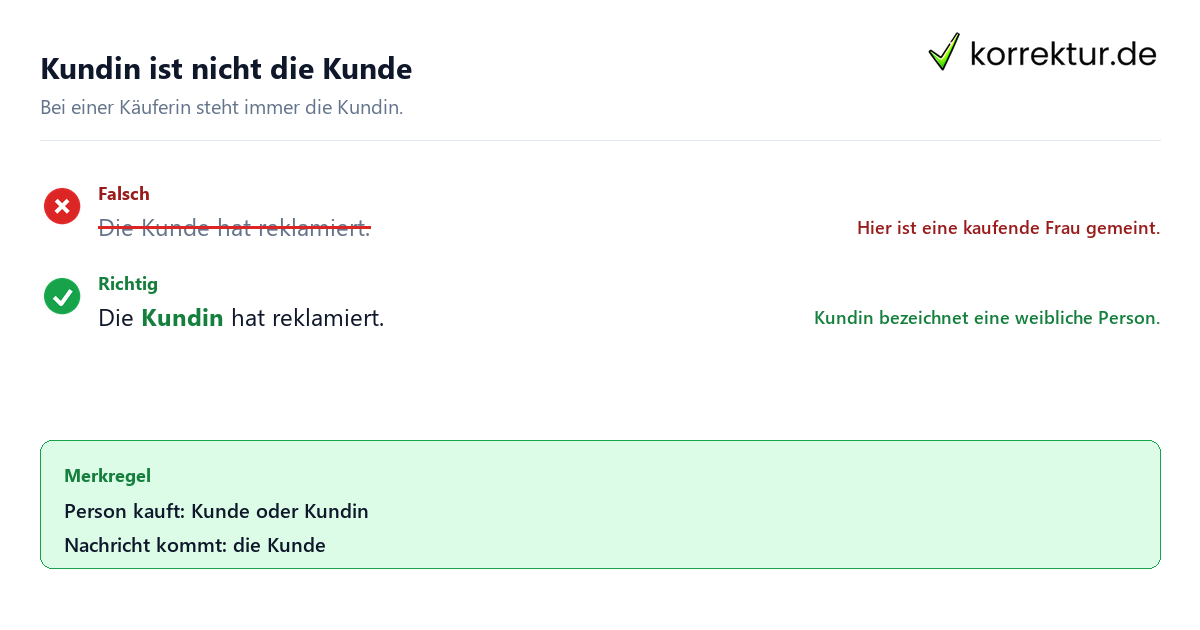 Kundin ist nicht die Kunde Der oder die Kunde richtig verwenden