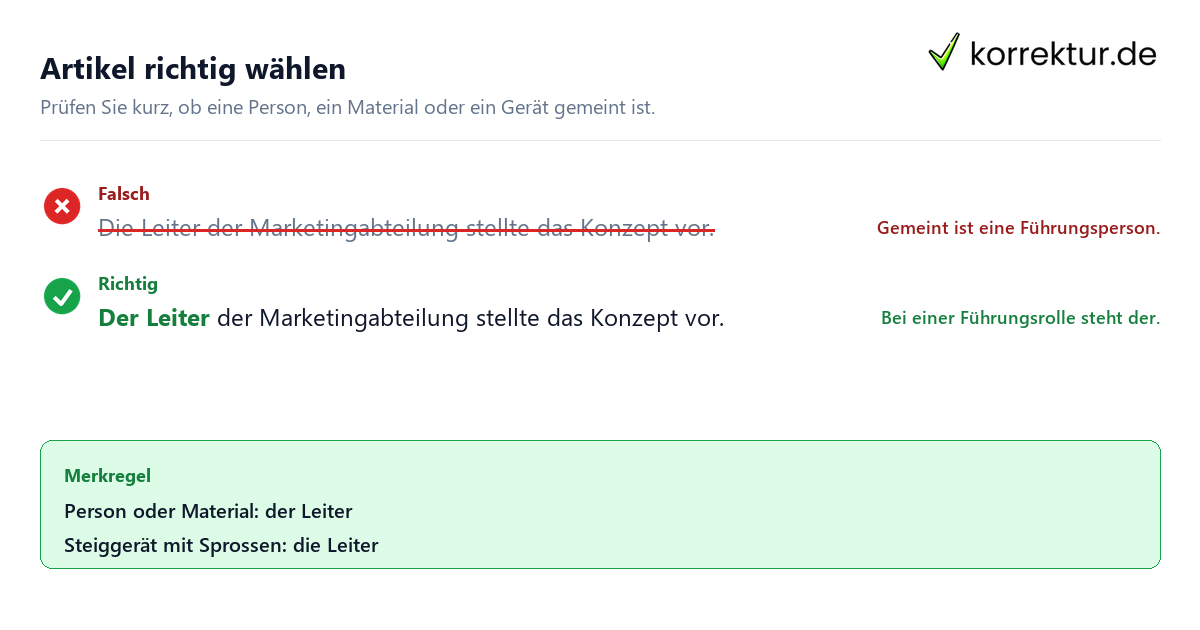 der oder die Leiter richtig verwenden
