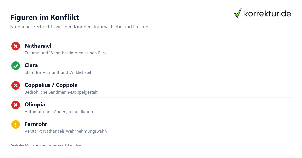 Der Sandmann Infografik: zentrale Figuren und Konflikte