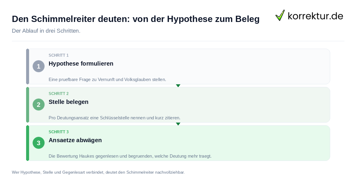 Den Schimmelreiter deuten: von der Hypothese zum Beleg Den Schimmelreiter deuten: von der Hypothese zum Beleg: der Ablauf in drei Schritten