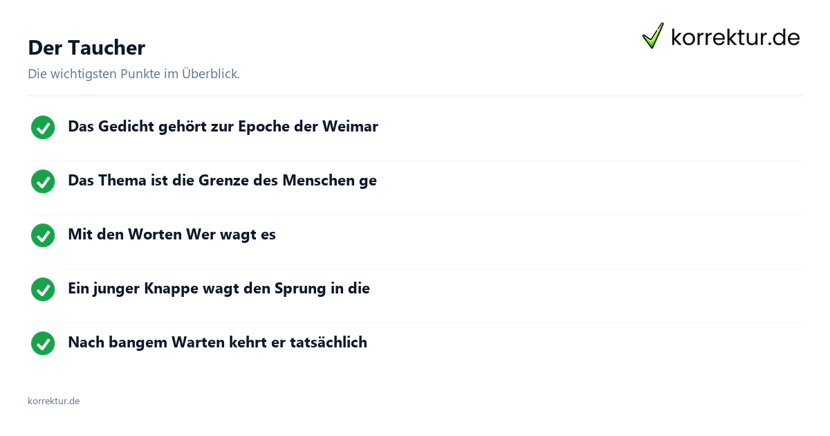 Der Taucher: Überblick