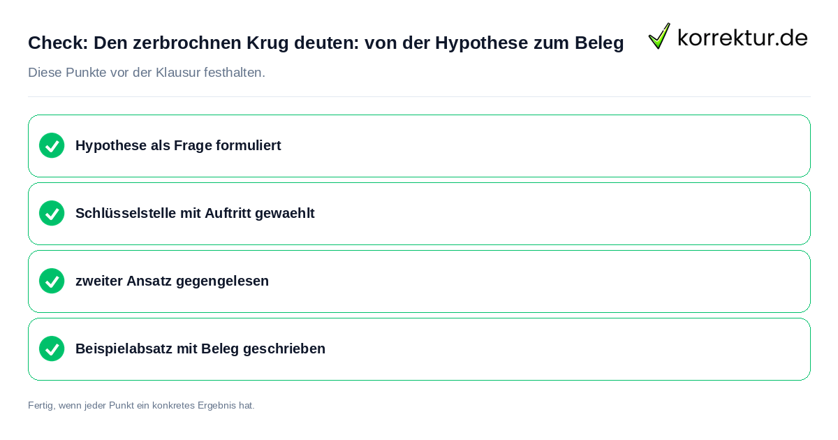 Den zerbrochnen Krug deuten: von der Hypothese zum Beleg: Prüfliste mit vier Punkten