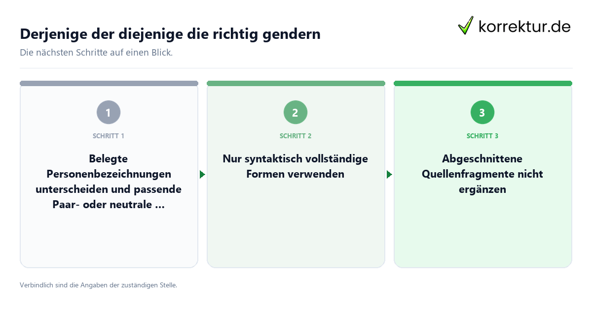 Derjenige der diejenige die richtig gendern Derjenige der diejenige die richtig gendern mit einem Ablauf aus Prüfung, Kontakt und Dokumentation