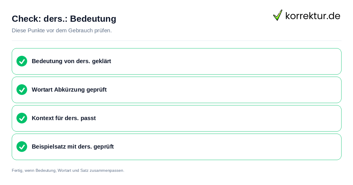 ders.: Bedeutung: Prüfliste mit vier Punkten