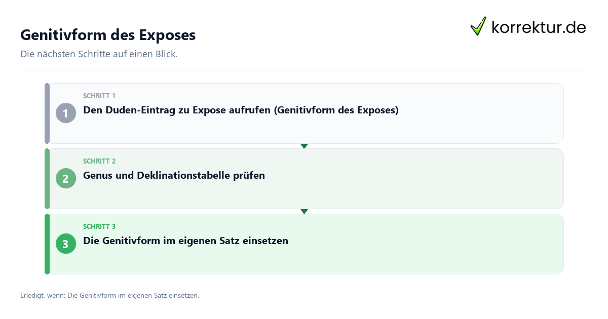 Genitivform des Exposes Genitivform des Exposes mit einem Ablauf aus Prüfung, Kontakt und Dokumentation