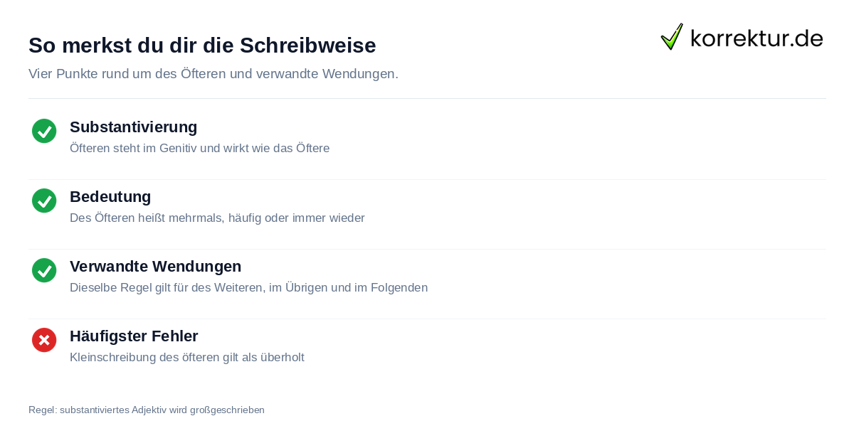 Regeln zur Großschreibung von des Öfteren im Überblick