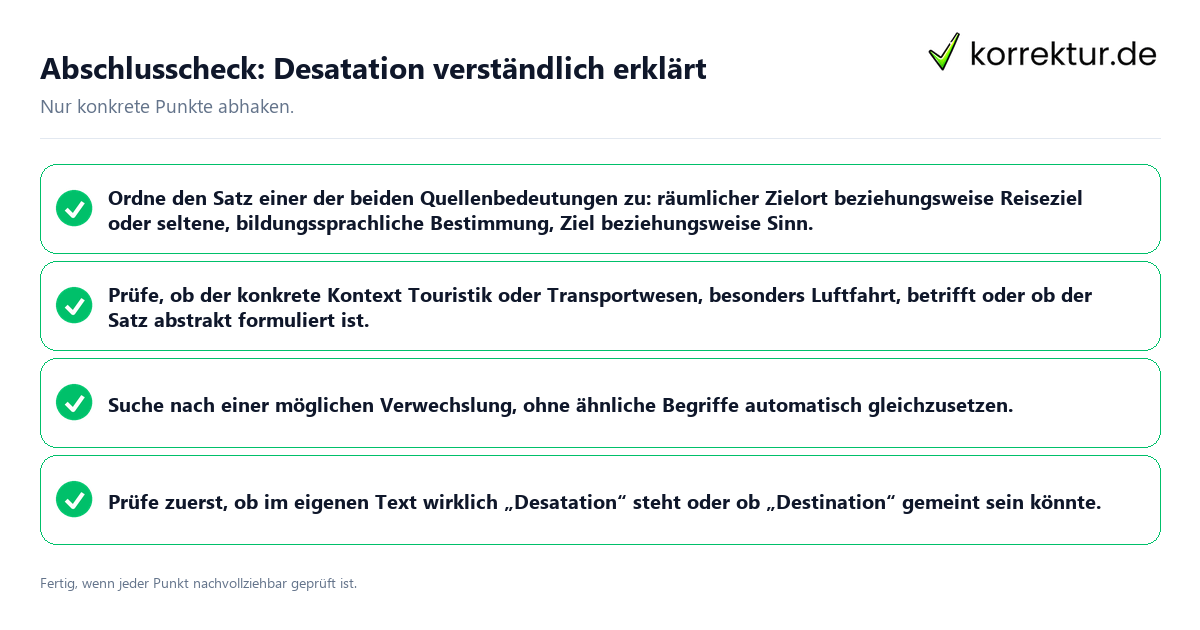 Konkreter Abschlusscheck zu Desatation verständlich erklärt