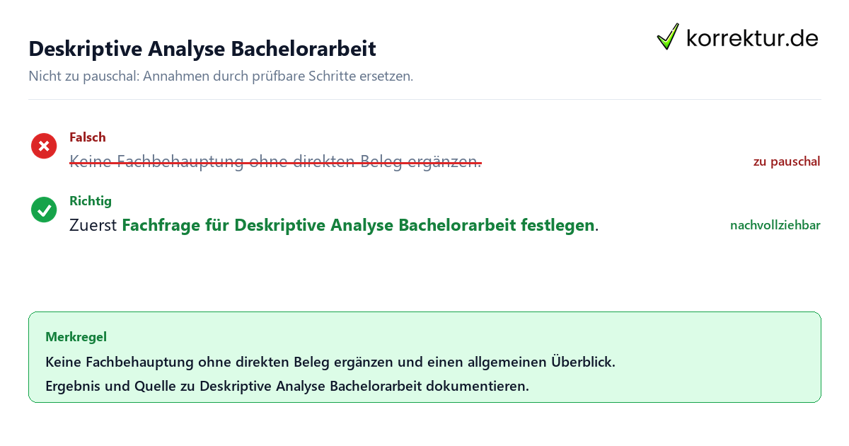 Ungeeignete und belastbare Vorgehensweise bei Deskriptive Analyse Bachelorarbeit