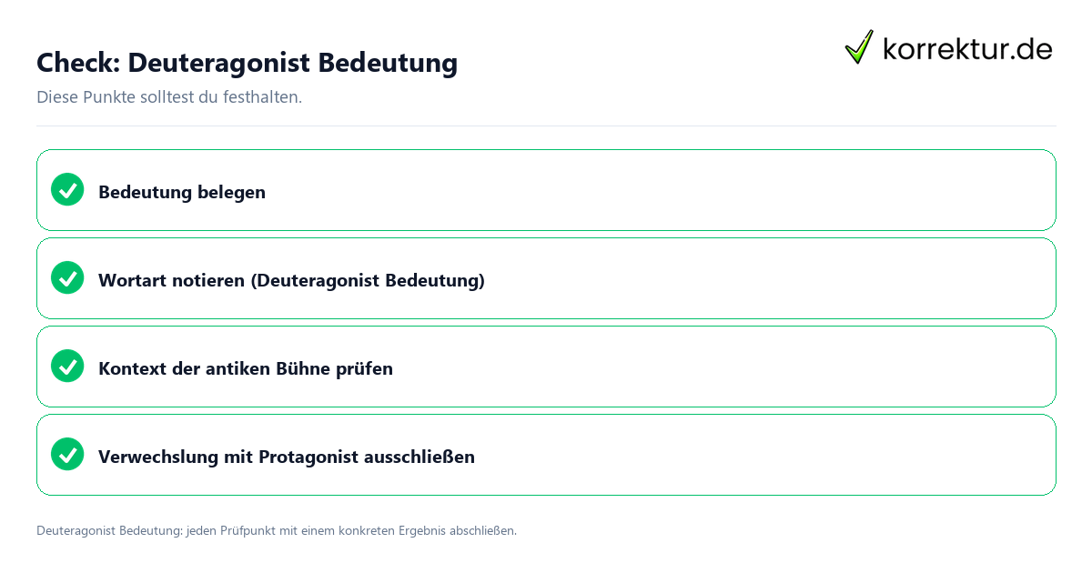 Deuteragonist Bedeutung mit einer themenspezifischen Checkliste