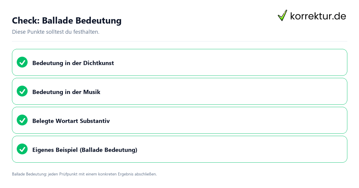 Check: Ballade Bedeutung Ballade Bedeutung mit einer themenspezifischen Checkliste
