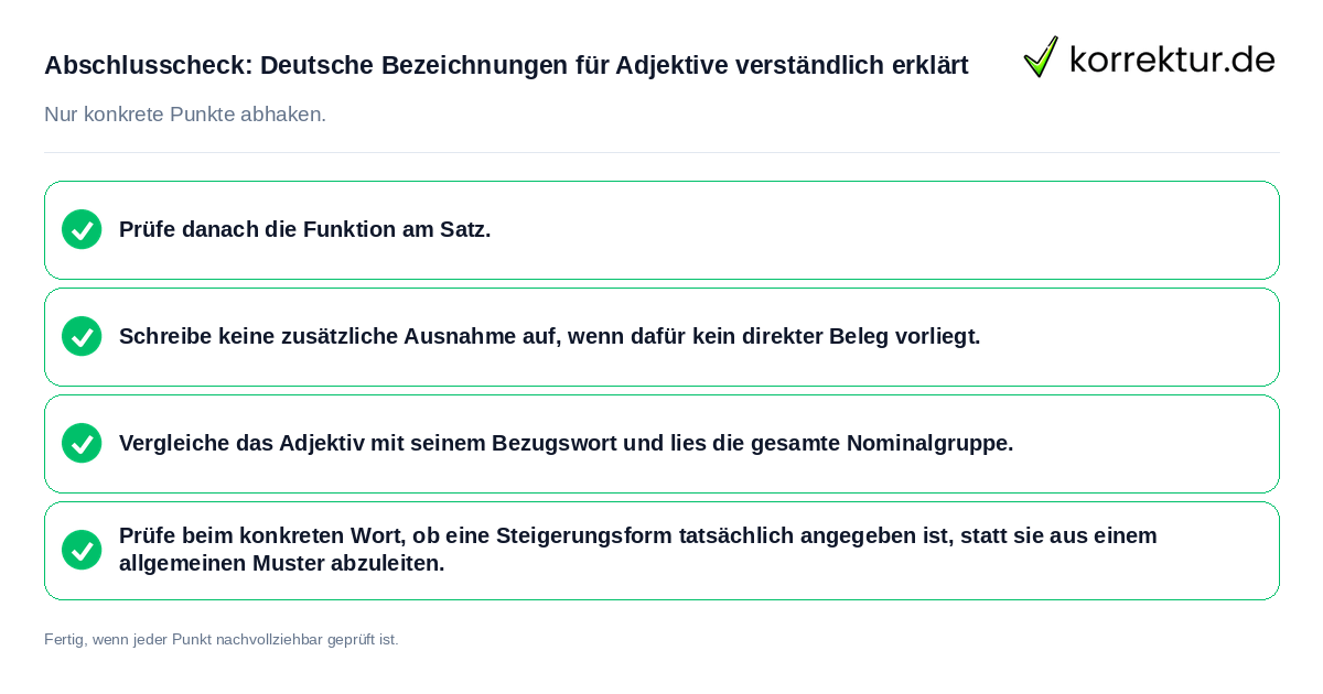 Konkreter Abschlusscheck zu Deutsche Bezeichnungen für Adjektive verständlich erklärt