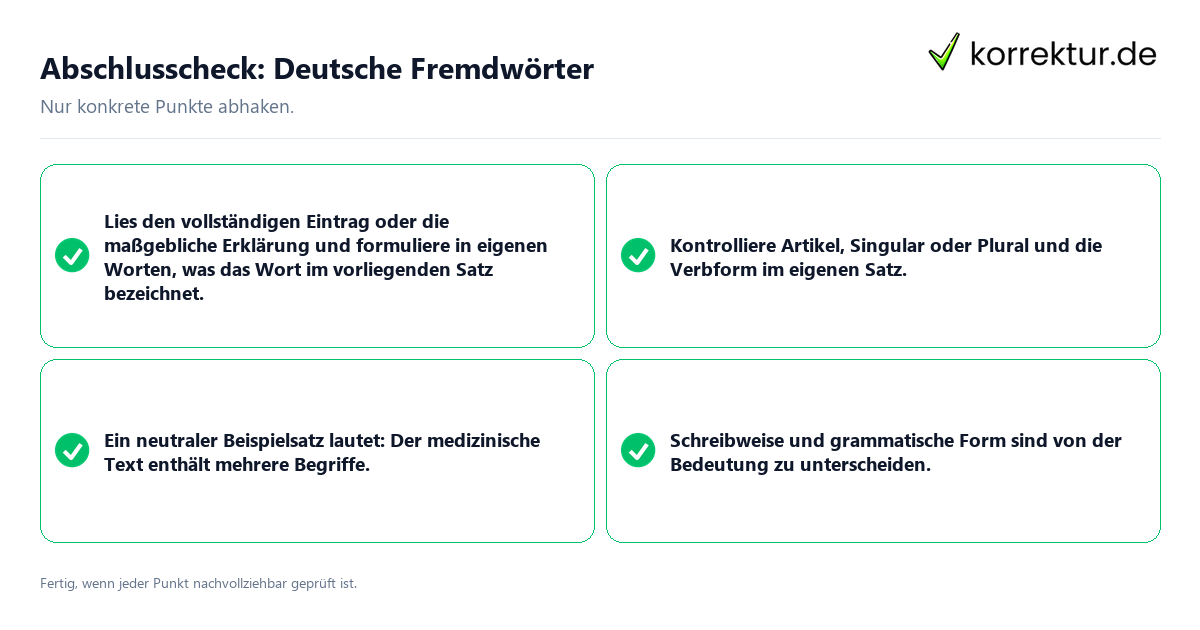 Konkreter Abschlusscheck zu Deutsche Fremdwörter