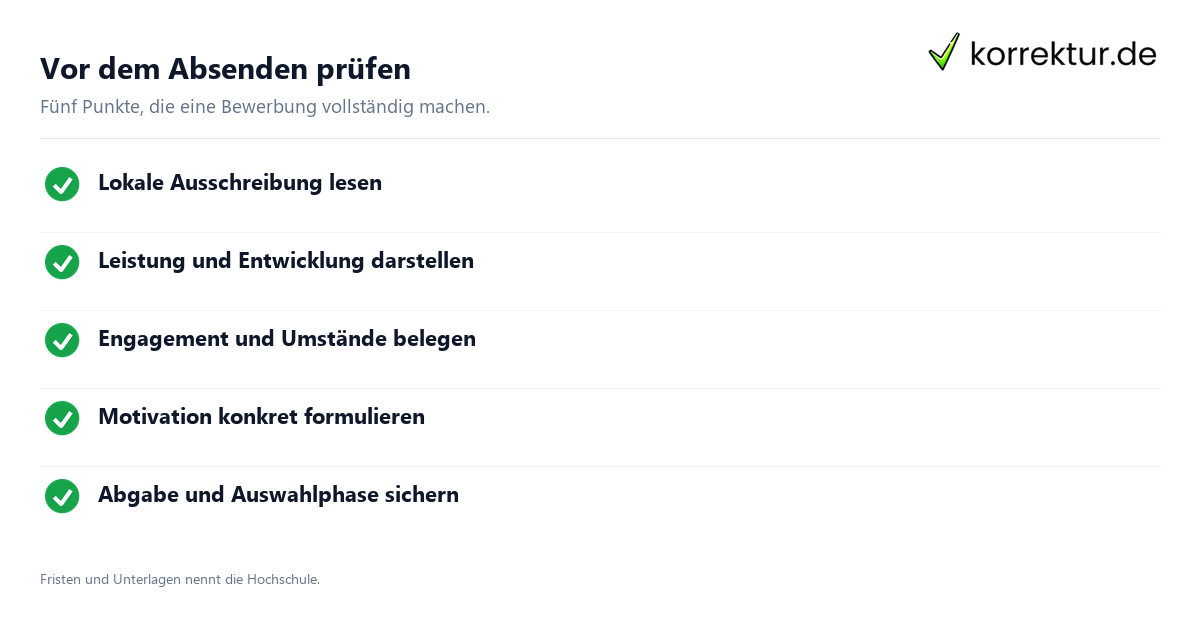 Deutschlandstipendium Checkliste