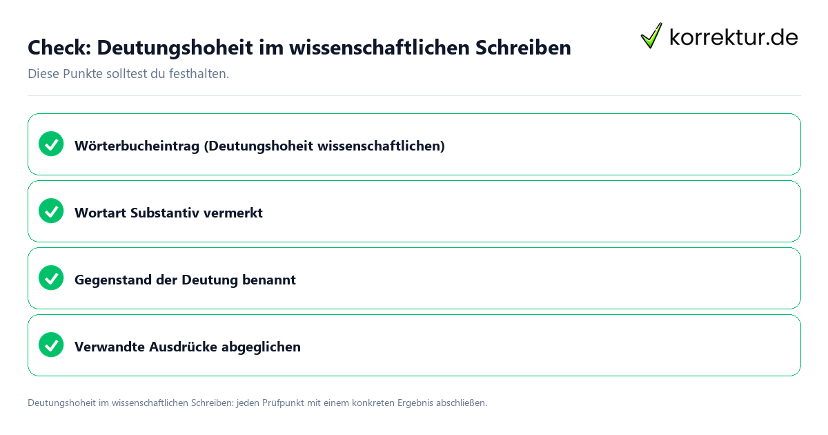 Check: Deutungshoheit im wissenschaftlichen Schreiben Deutungshoheit im wissenschaftlichen Schreiben mit einer themenspezifischen Checkliste