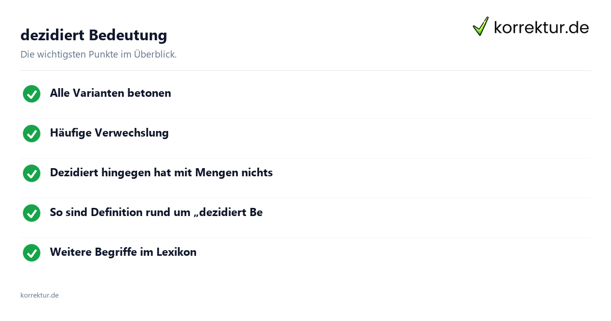 dezidiert Bedeutung: Überblick