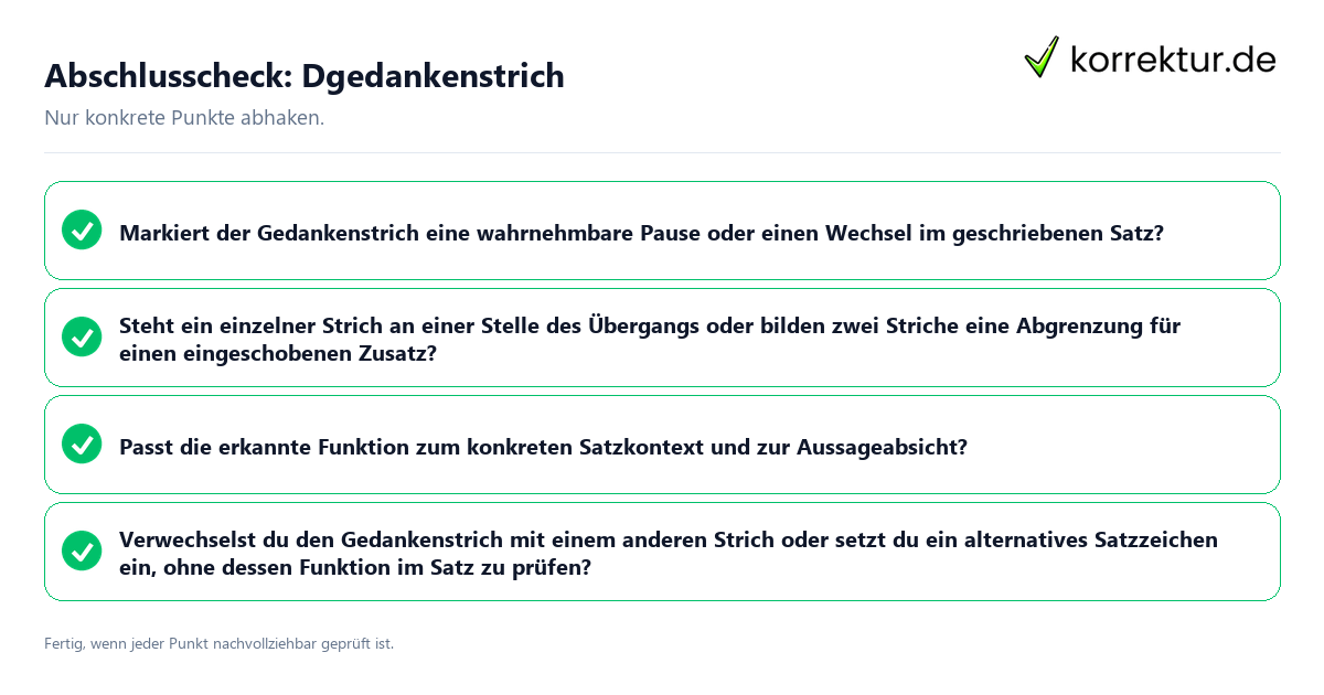 Konkreter Abschlusscheck zu Dgedankenstrich