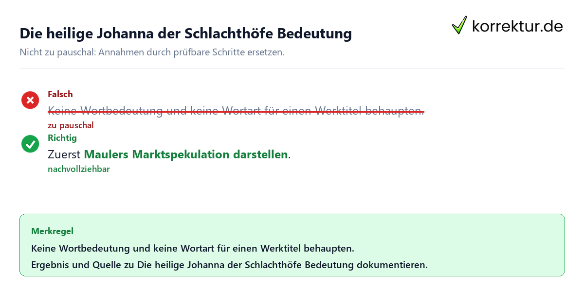 Die heilige Johanna der Schlachthöfe Bedeutung Ungeeignete und belastbare Vorgehensweise bei Die heilige Johanna der Schlachthöfe Bedeutung