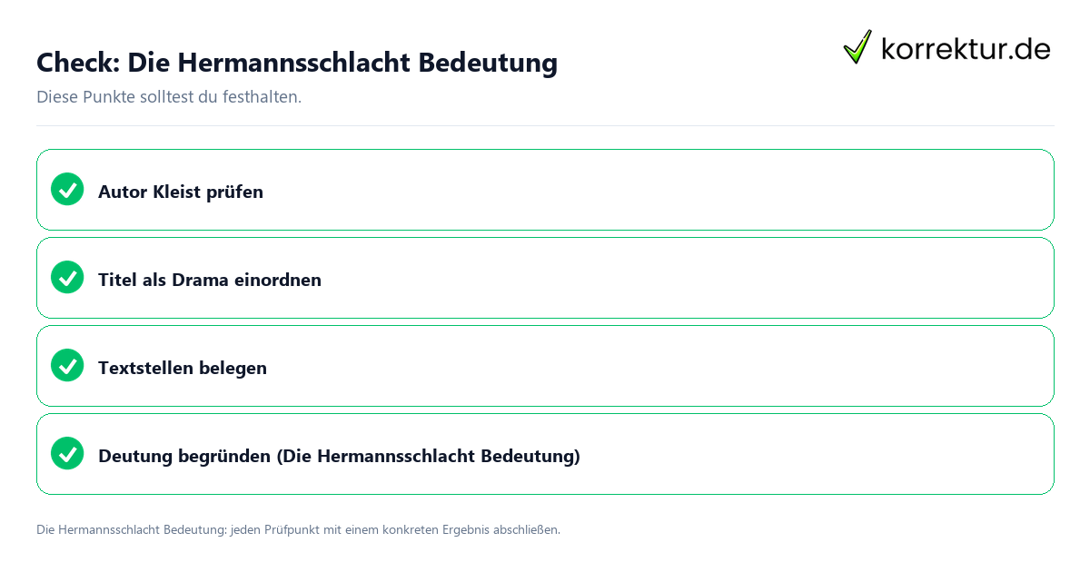 Die Hermannsschlacht Bedeutung mit einer themenspezifischen Checkliste