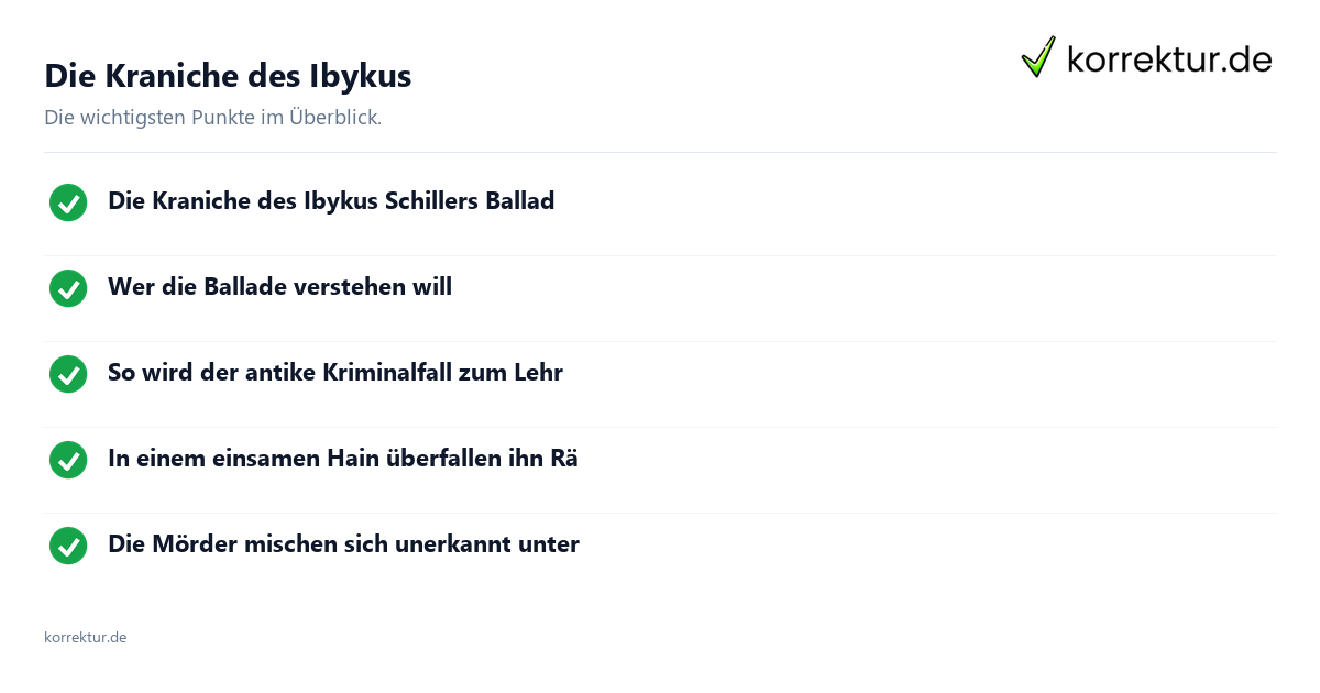 Die Kraniche des Ibykus: Überblick