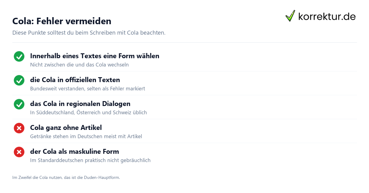 die oder das Cola: Regeln und typische Fehler im Überblick