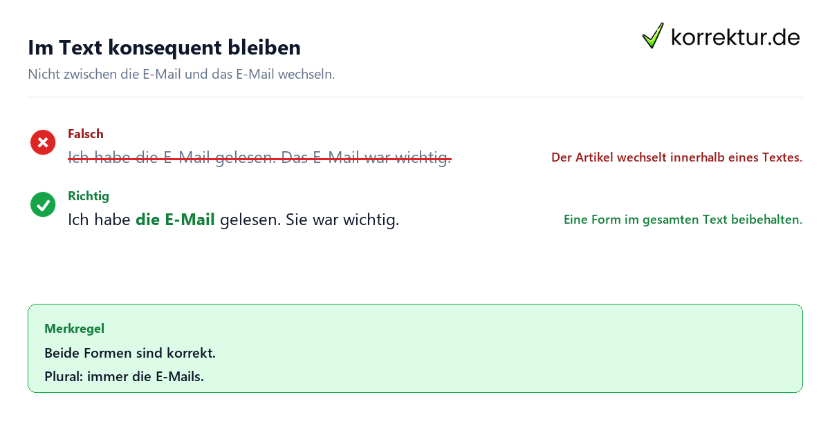Die oder das E-Mail: Einheitliche Artikel richtig verwenden