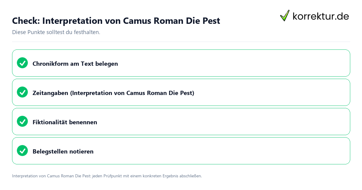 Interpretation von Camus Roman Die Pest mit einer themenspezifischen Checkliste
