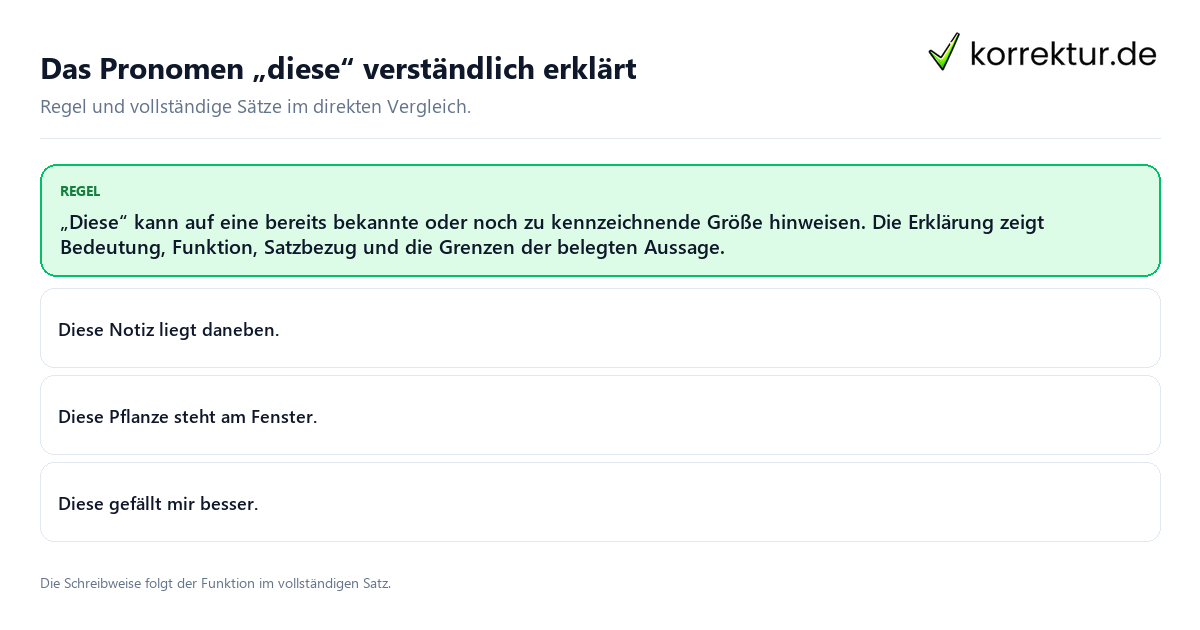 Das Pronomen „diese“ verständlich erklärt Konkrete Regel und vollständige Beispielsätze zu Das Pronomen „diese“ verständlich erklärt