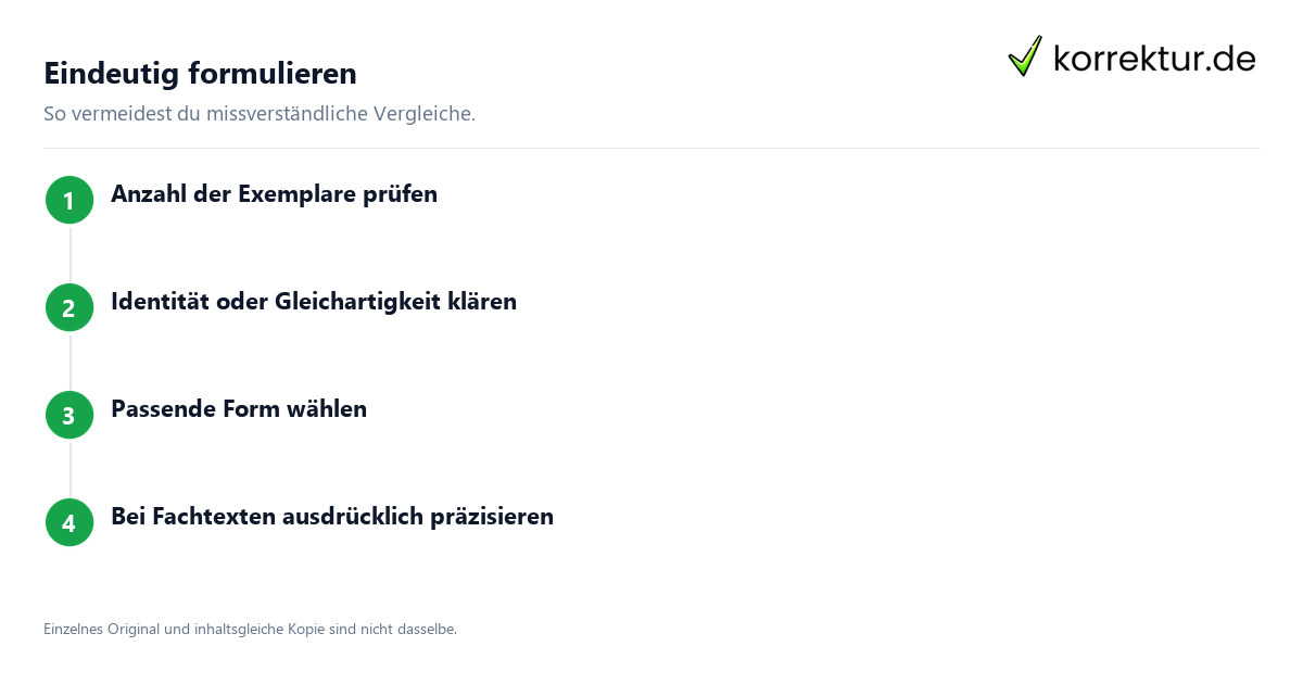 Eindeutig formulieren Dieselbe oder die gleiche Unterschied