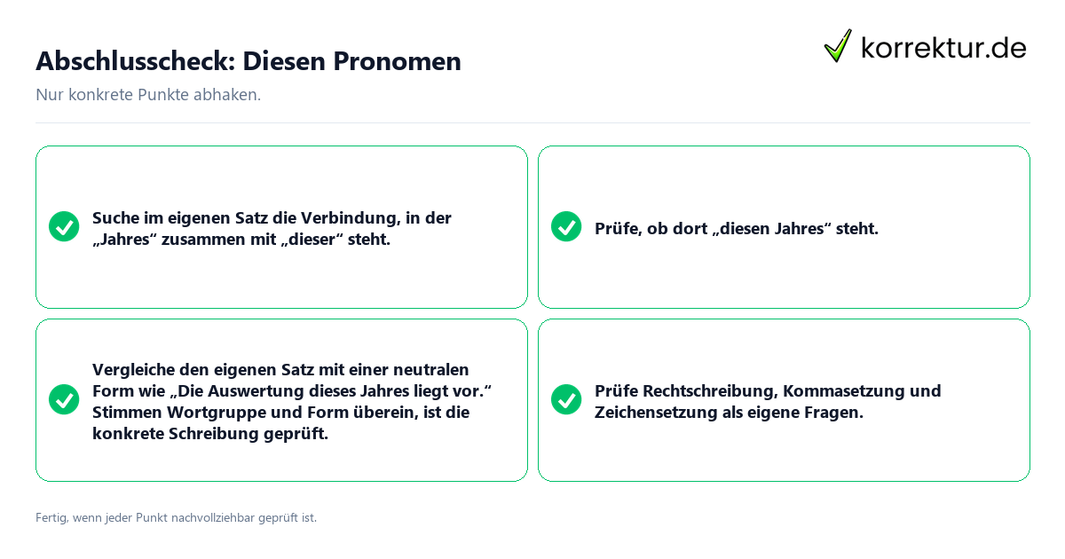 Abschlusscheck: Diesen Pronomen Konkreter Abschlusscheck zu Diesen Pronomen