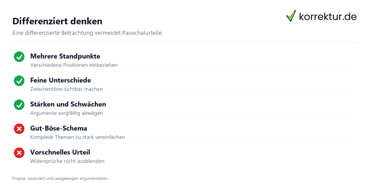 Differenziert denken Differenziert Bedeutung: Merkmale einer differenzierten Sichtweise