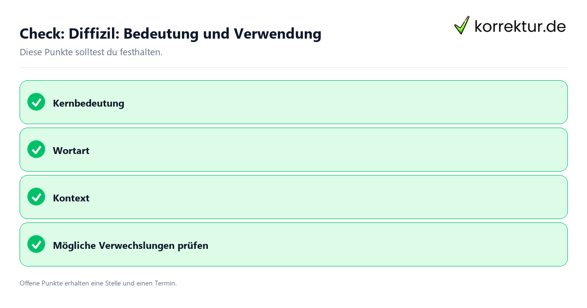 Diffizil: Bedeutung und Verwendung mit Checkliste für Unterlagen und nächste Schritte